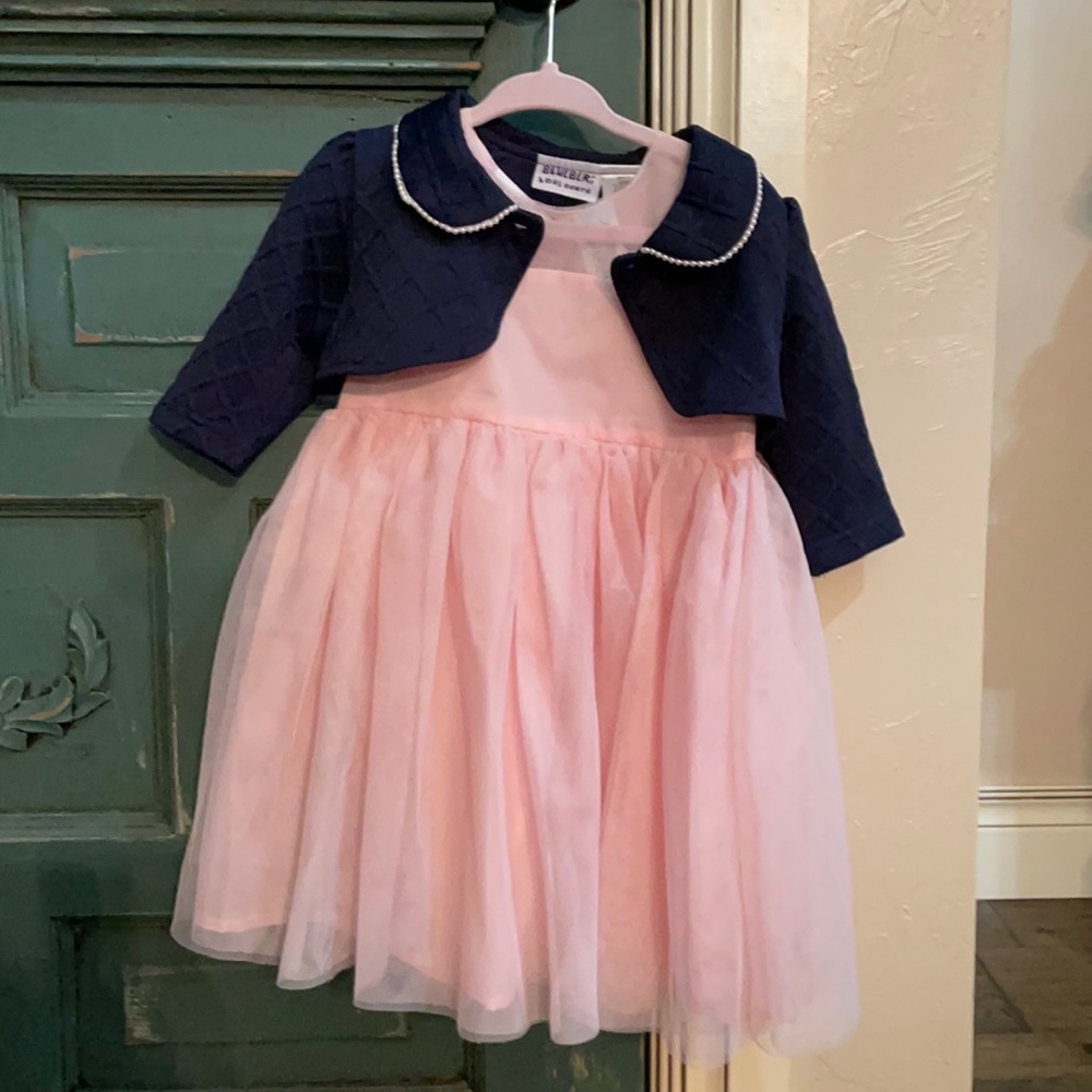 Toddler dress pink with navy jacket